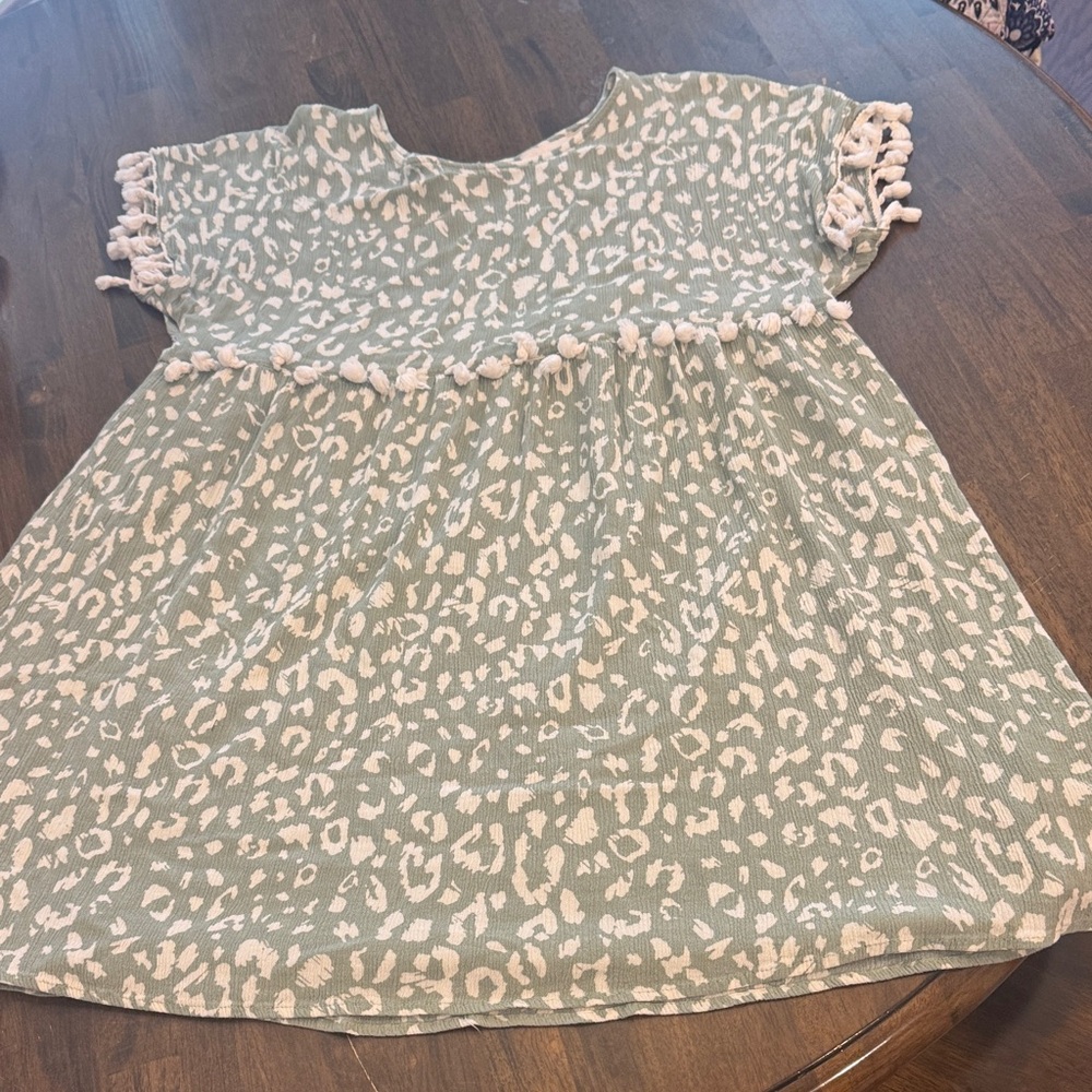 Savanna Jane Olive and Cream Patterned dress